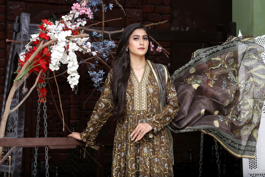 Best Selling -3Pc Embroidered and Printed Long Maxi