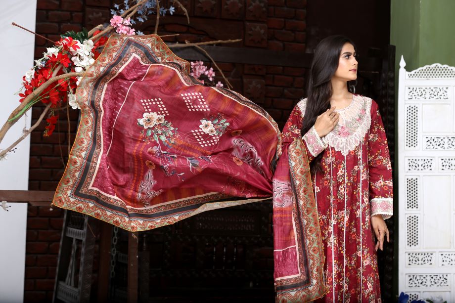 Best Selling -3Pc Embroidered and Printed Long Maxi