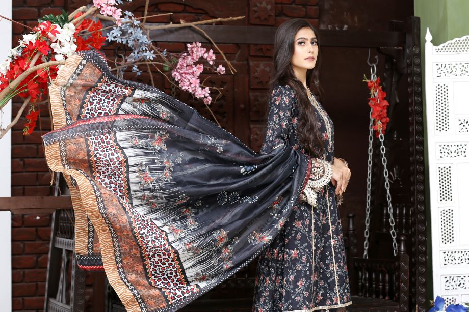 Best Selling -3Pc Embroidered and Printed Long Maxi