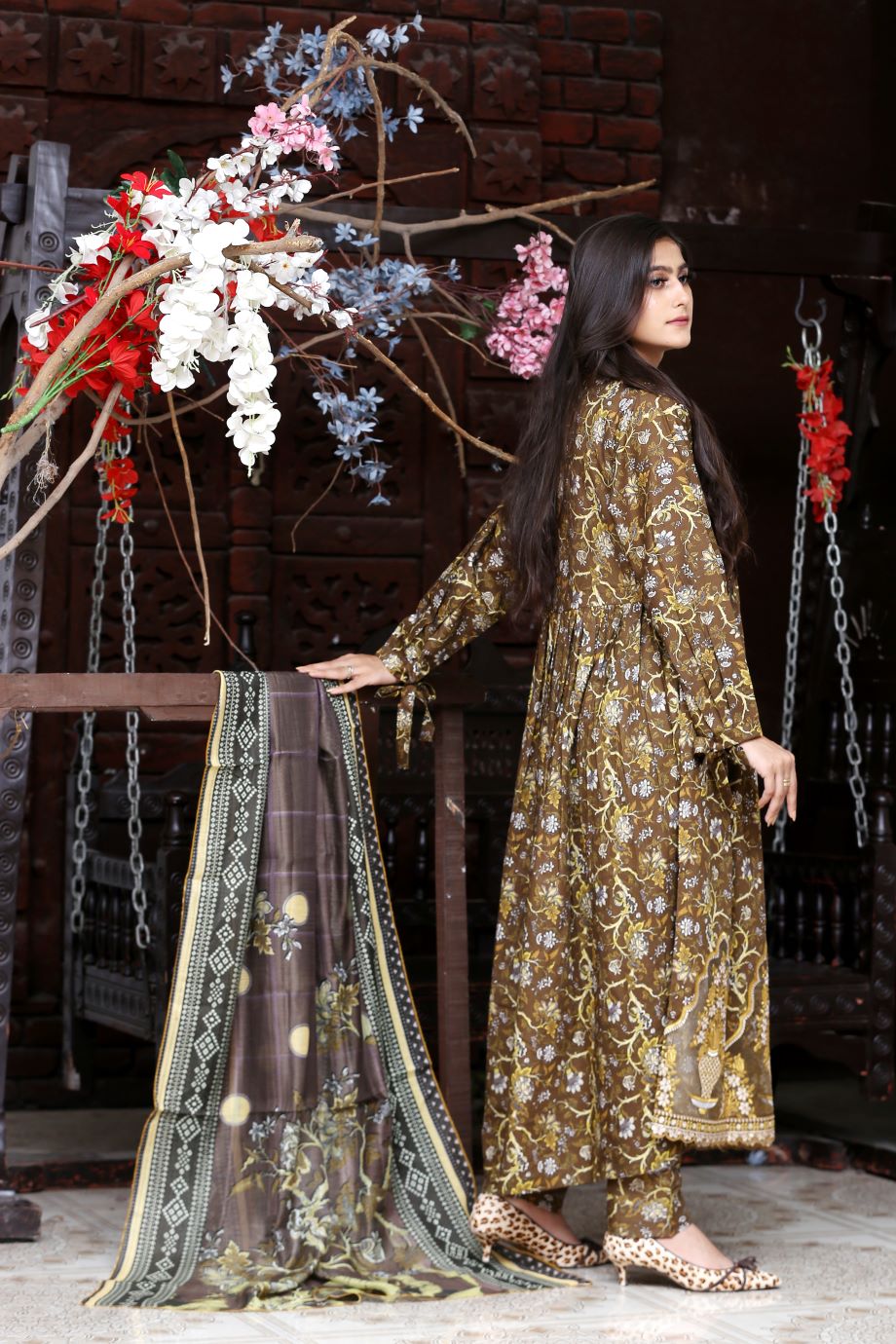 Best Selling -3Pc Embroidered and Printed Long Maxi