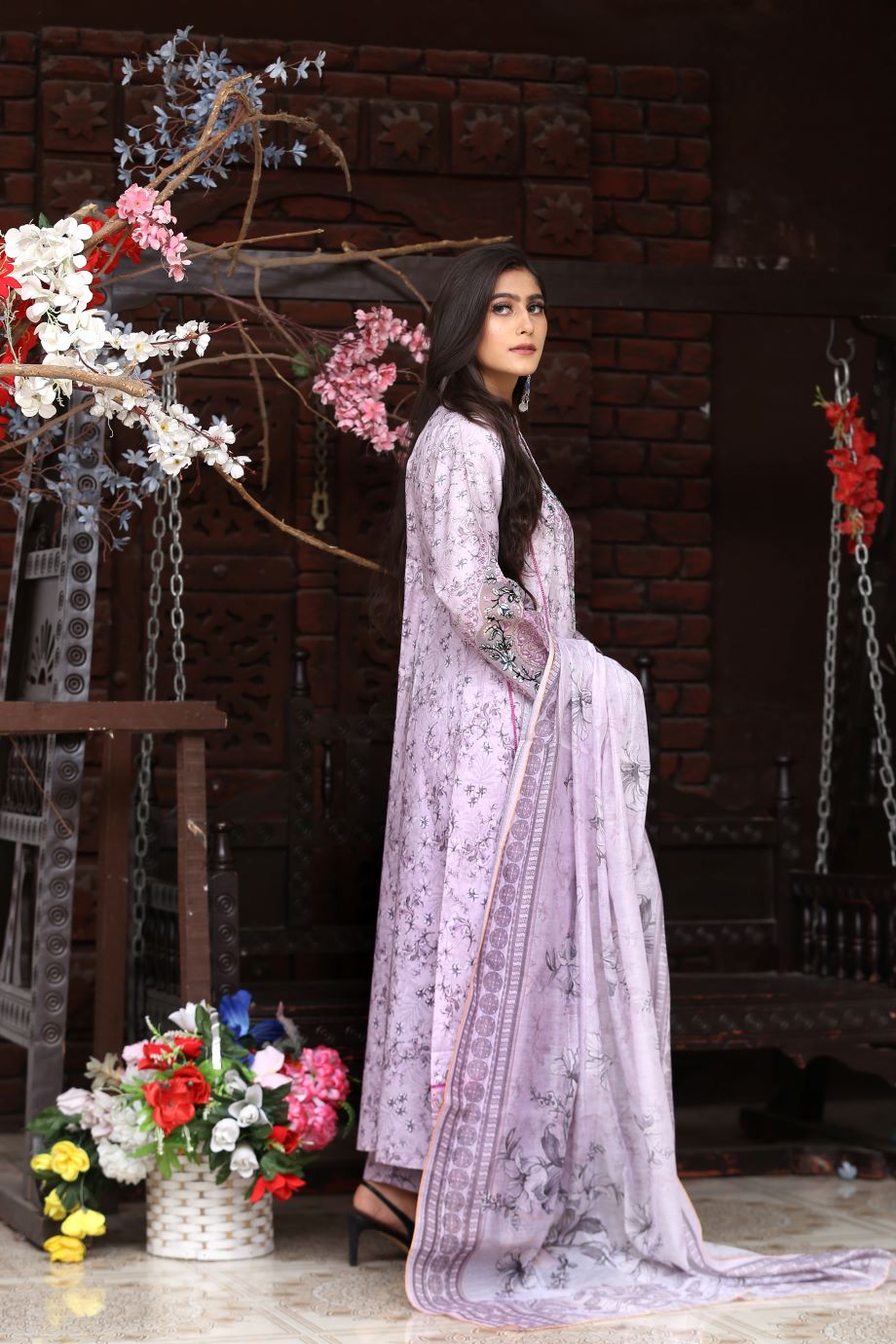 Best Selling -3Pc Embroidered and Printed Long Maxi