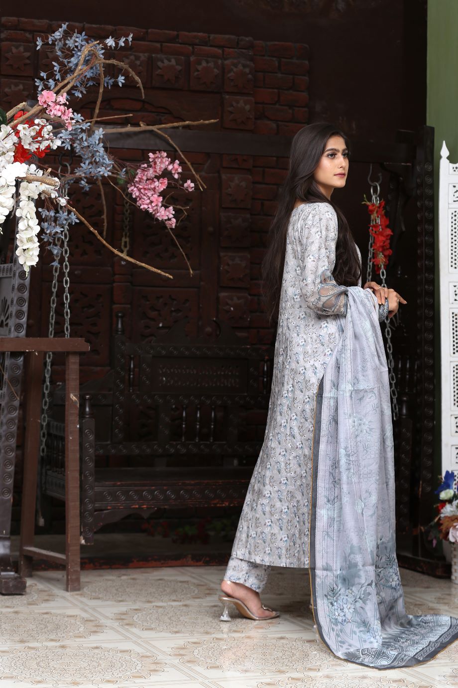 Best Selling -3Pc Embroidered and Printed Long Maxi