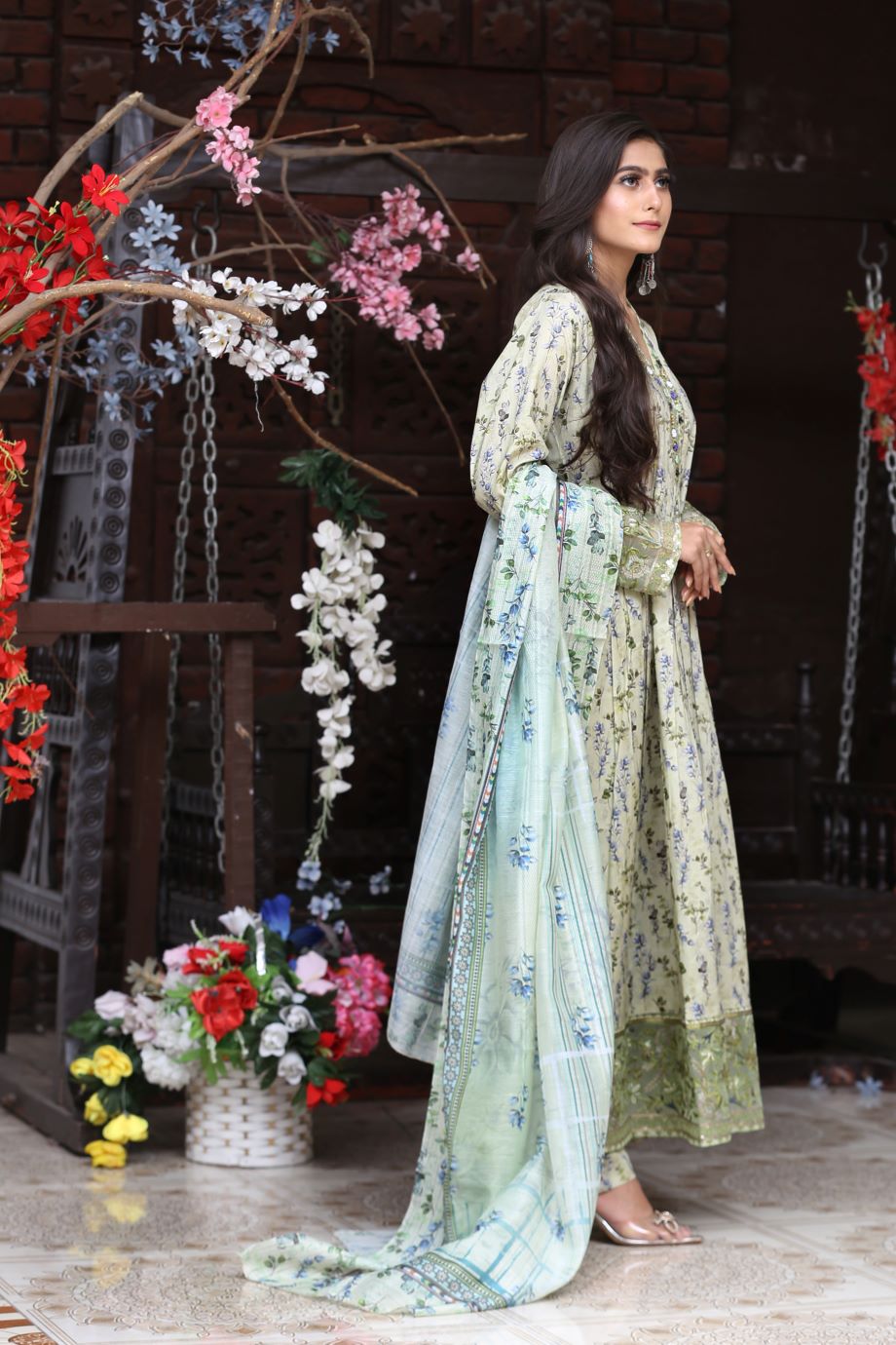 Best Selling -3Pc Embroidered and Printed Long Maxi