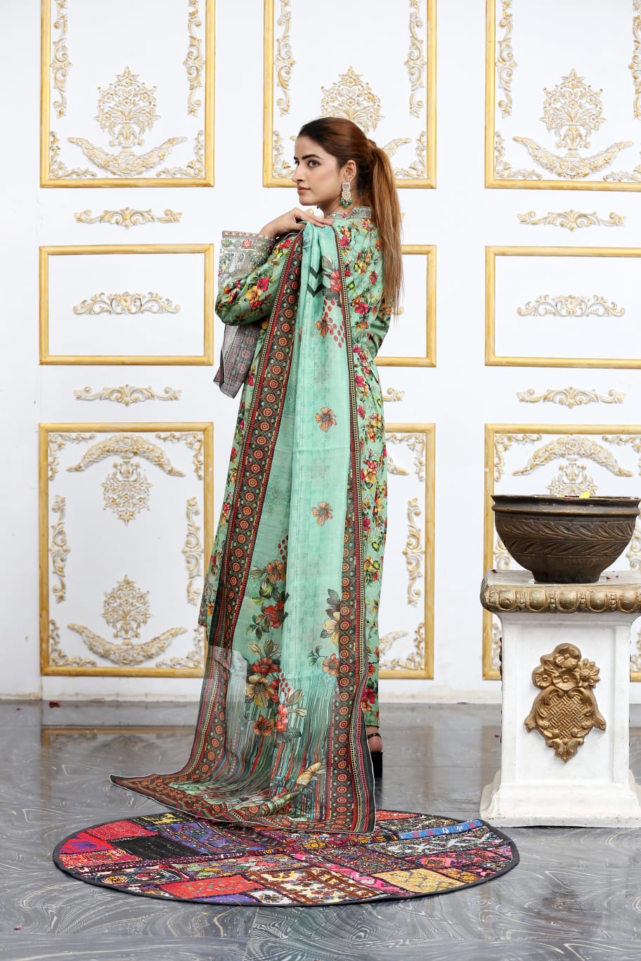 3 Pc Cambric Digital Print Maxi