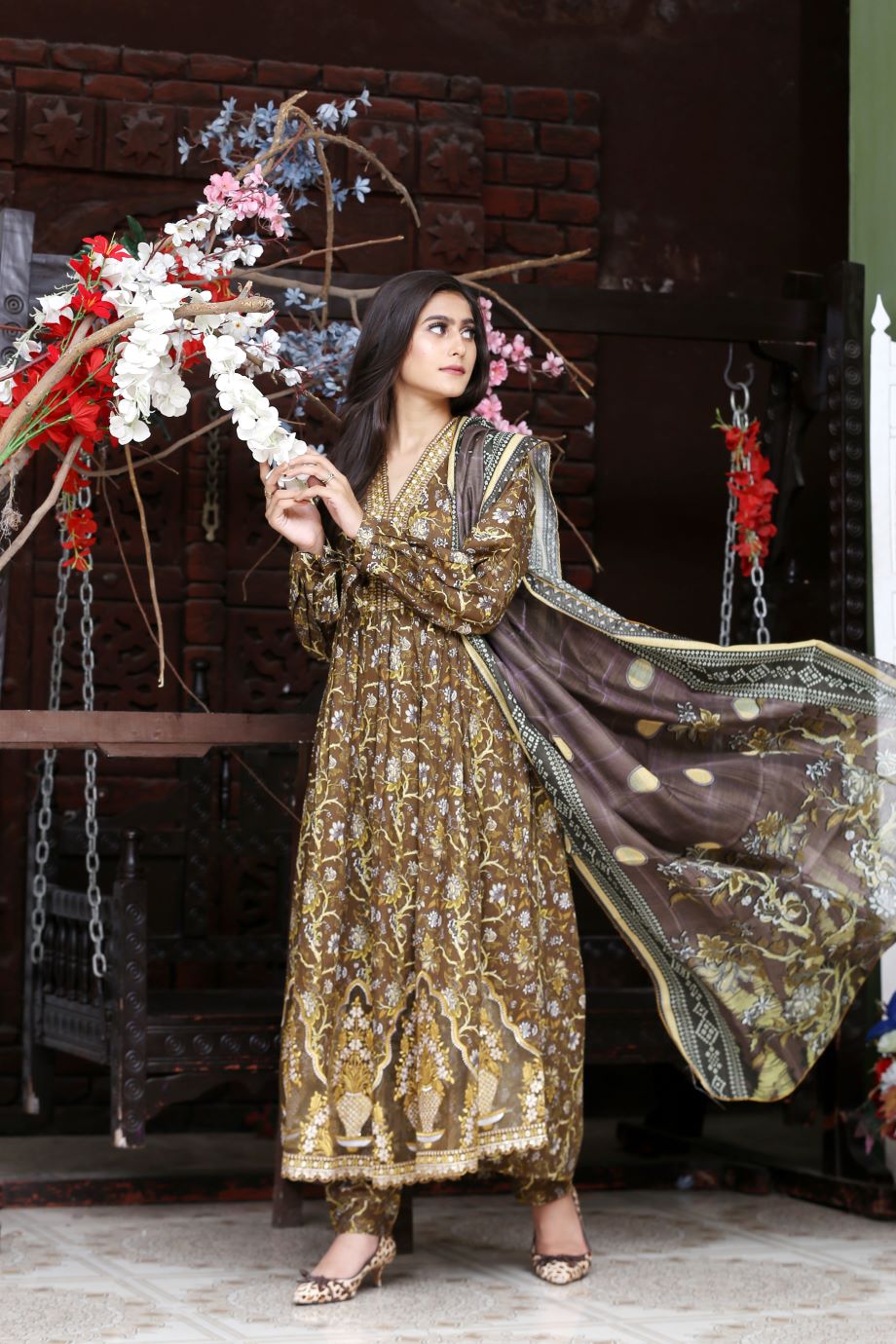 Best Selling -3Pc Embroidered and Printed Long Maxi