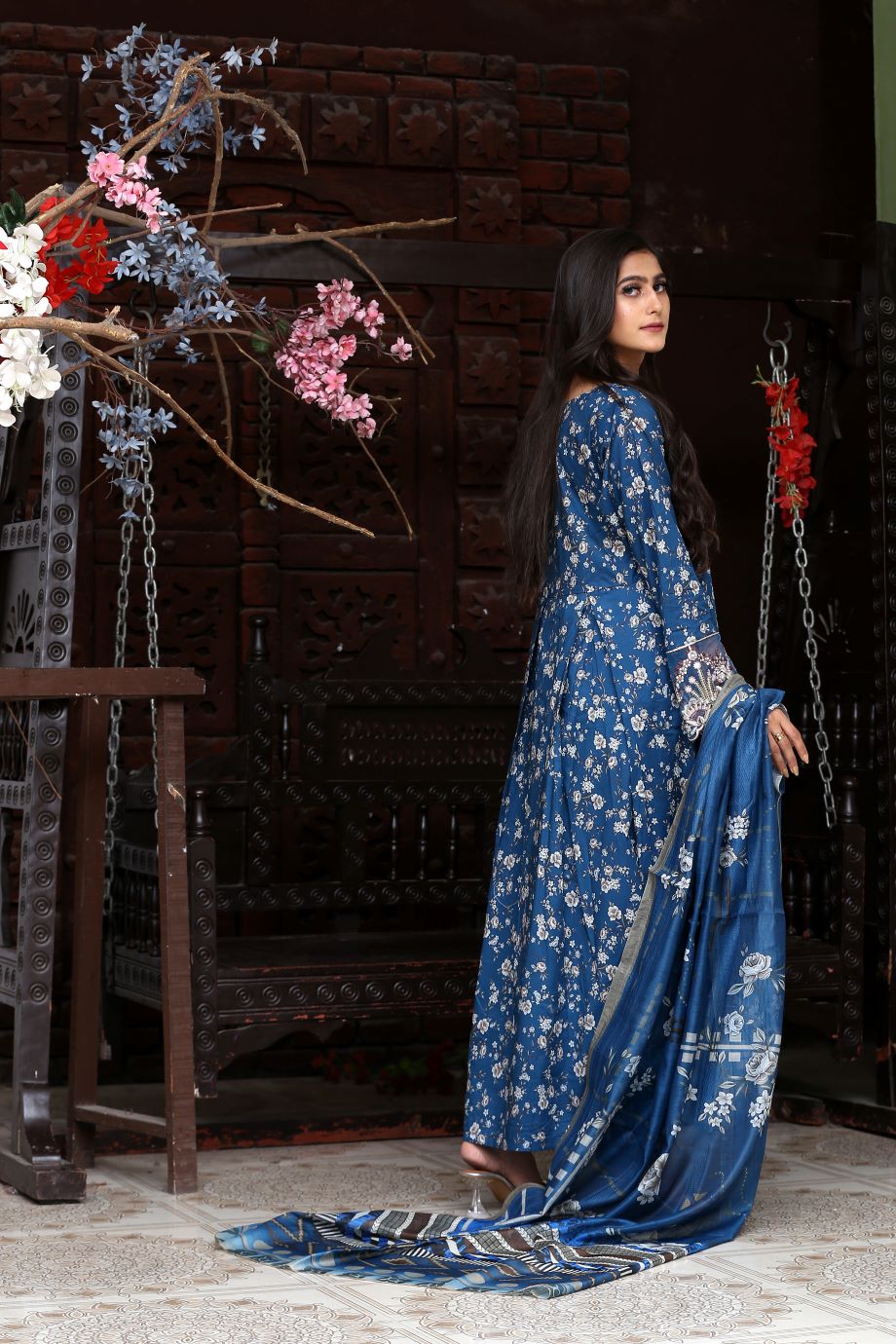 Best Selling -3Pc Embroidered and Printed Long Maxi
