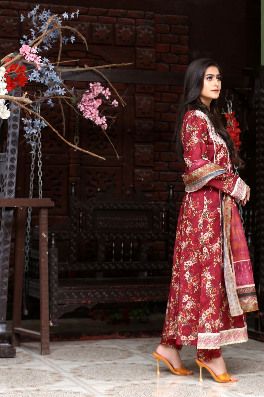 Best Selling -3Pc Embroidered and Printed Long Maxi