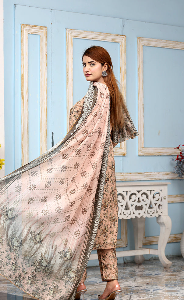 Best Selling -3Pc Embroidered and Printed Dress