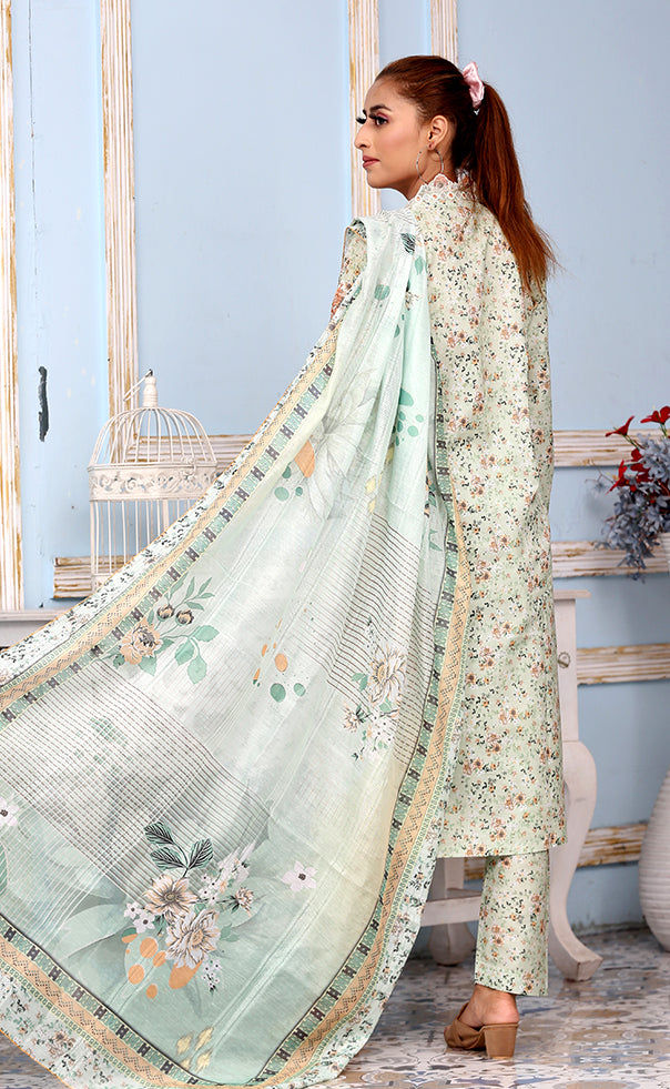 Best Selling -3Pc Embroidered and Printed Dress