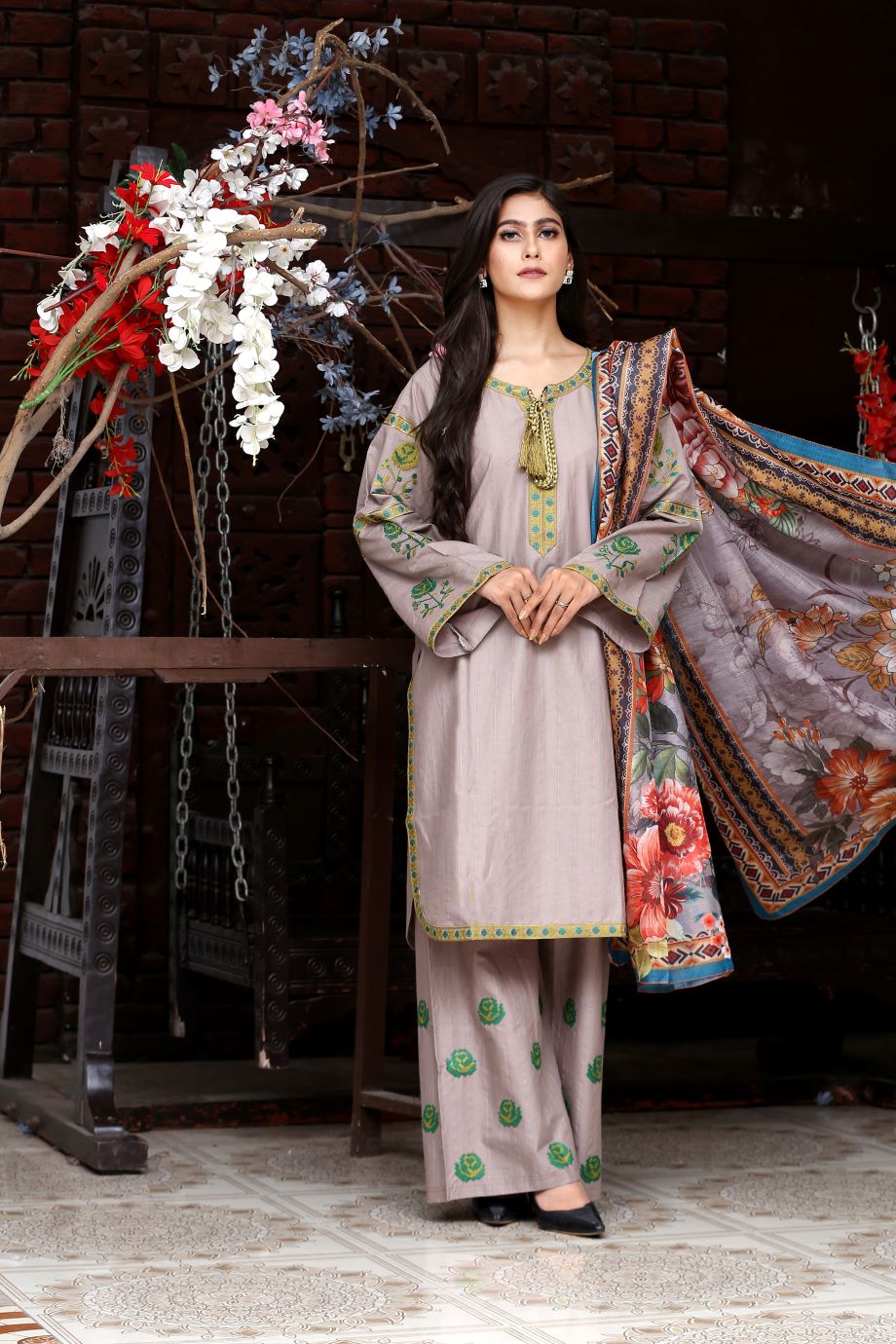 Best Selling - 3Pc Embroidered Dress