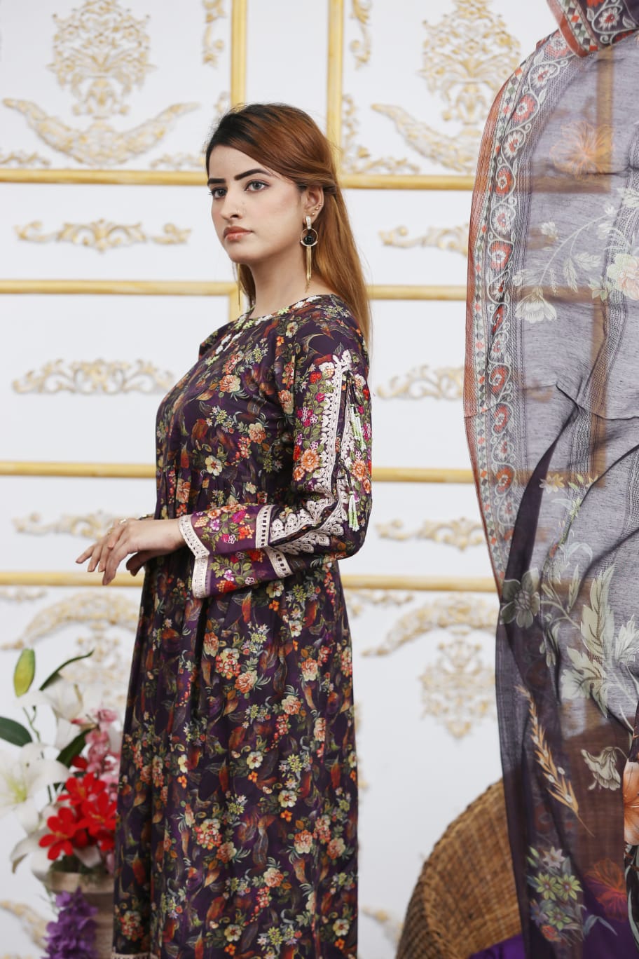 3 Pc Cambric Digital Print Maxi