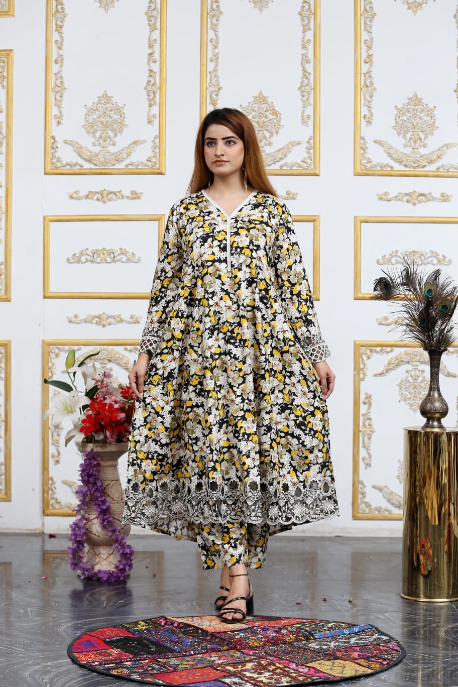 3 Pc Cambric Digital Print Maxi
