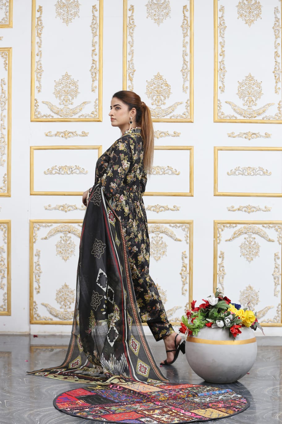 3 Pc Cambric Digital Print Maxi