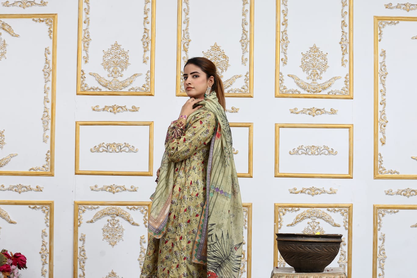 3 Pc Cambric Digital Print Maxi
